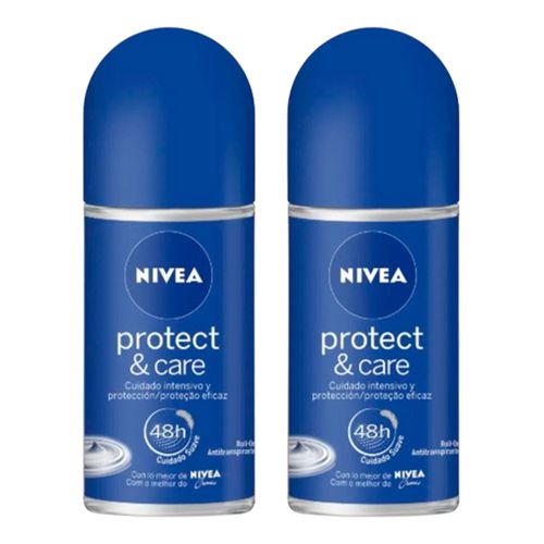 Kit Nivea Protect & Care Desodorante Roll-On 50ml 2 Unidades Kit Nivea Protect & Care Desodorante Roll-On 50ml 2 Unidades