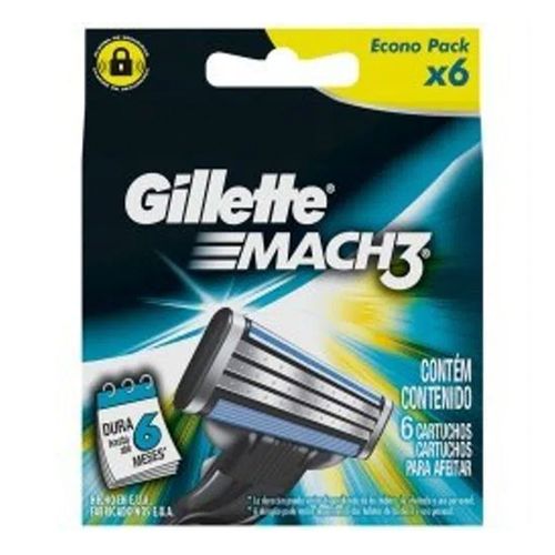 Carga para Aparelho de Barbear Gillette Mach3 Regular - 6 unidades Carga para Aparelho de Barbear Gillette Mach3 Regular - 6 unidades
