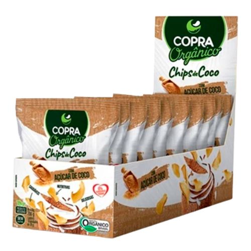 Chips de Coco Orgânico com Açúcar de Coco - Copra - 10 unidades de 20g Chips de Coco Orgânico com Açúcar de Coco - Copra - 10 unidades de 20g
