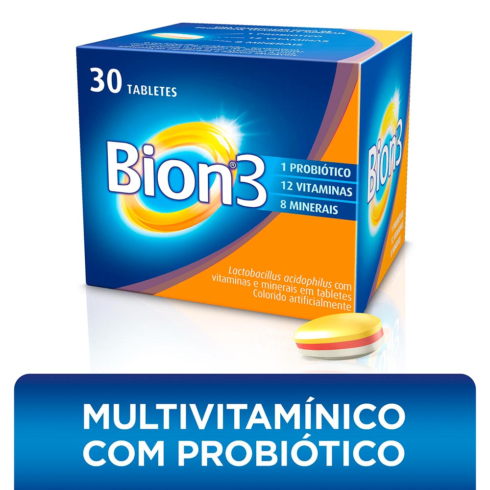 Tabletes Multivitamínico com Probiótico Bion3 30 Tabletes