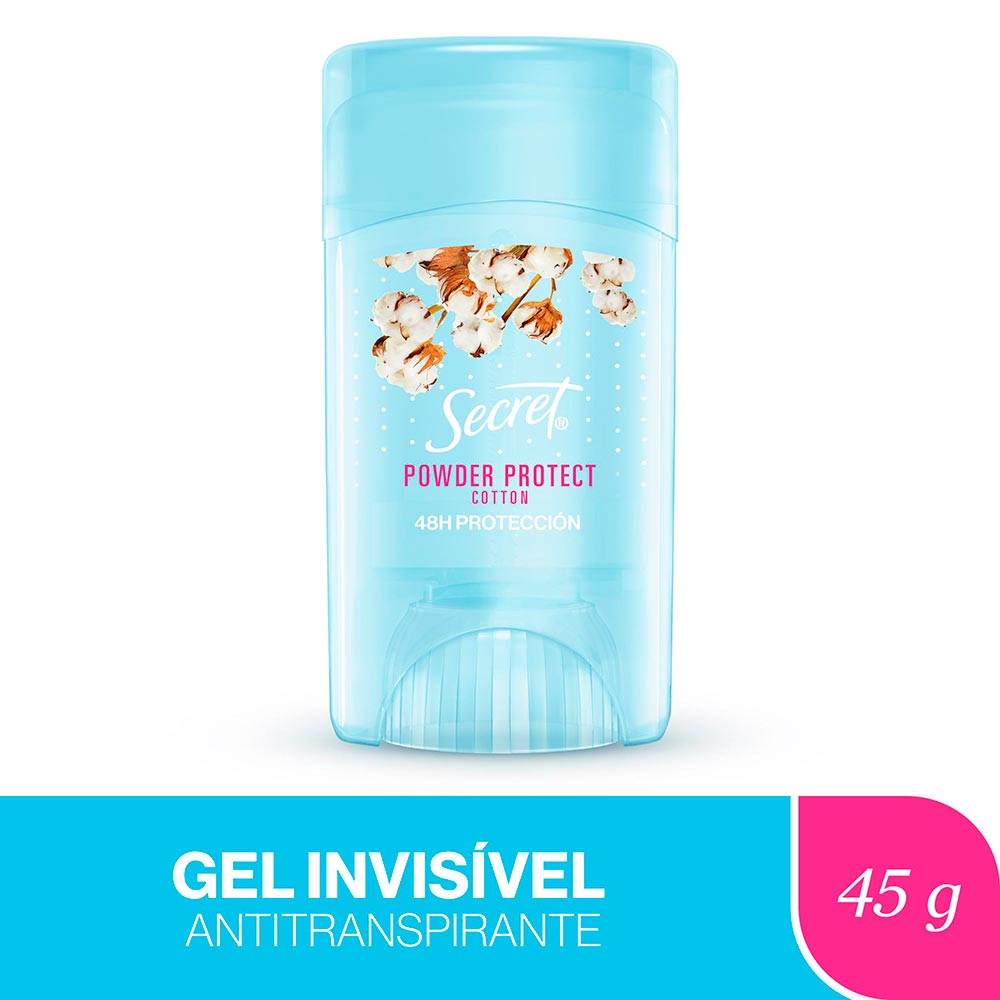Desodorante em Gel Secret Powder Protect Cotton Gel Invisível Embalagem 45g