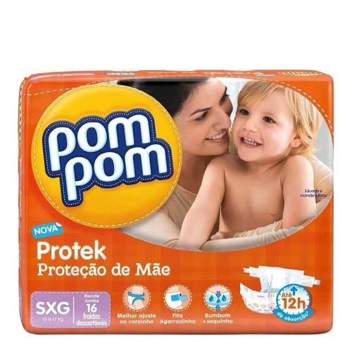 Fralda Descartável Pom Pom Protek Baby Econômica Sxg 16 Unidades Fralda Descartável Pom Pom Protek Baby Econômica Sxg 16 Unidades