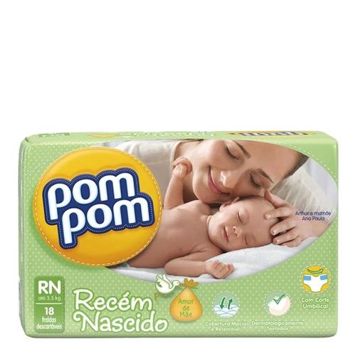 Fralda Descartável Pom Pom Total Confort RN 18 Unidades Fralda Descartável Pom Pom Total Confort RN 18 Unidades