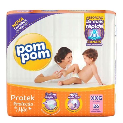 Fralda Pom Pom Protek Proteção De Mãe Mega Xxg 26 Unidades Fralda Pom Pom Protek Proteção De Mãe Mega Xxg 26 Unidades