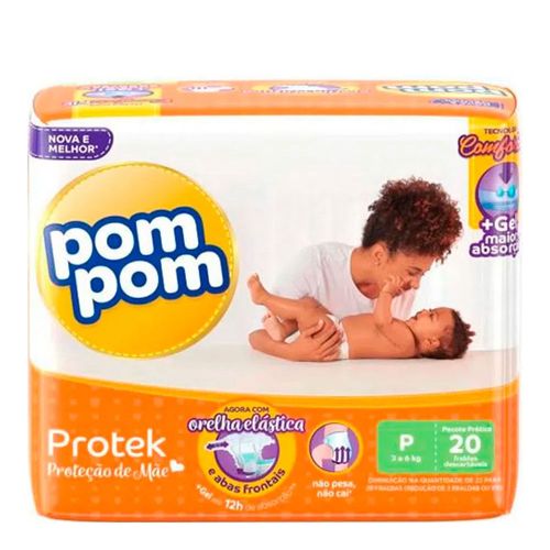 Fralda Pom Pom Protek Proteção De Mãe Prática P 20 Unidades Fralda Pom Pom Protek Proteção De Mãe Prática P 20 Unidades