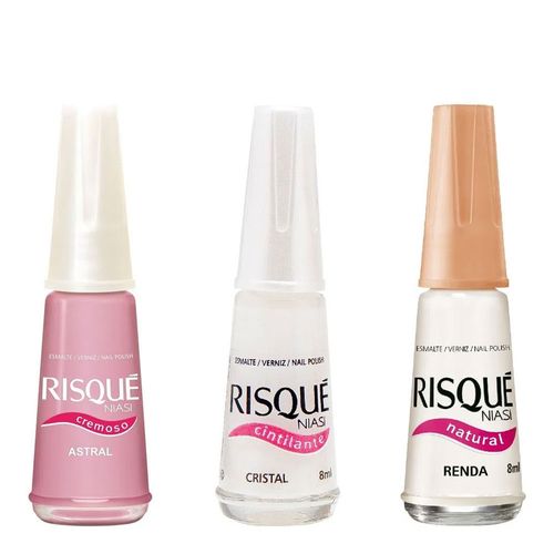 Esmalte Risqué Cristal, Astral E Renda 3 Unidades Esmalte Risqué Cristal, Astral E Renda 3 Unidades