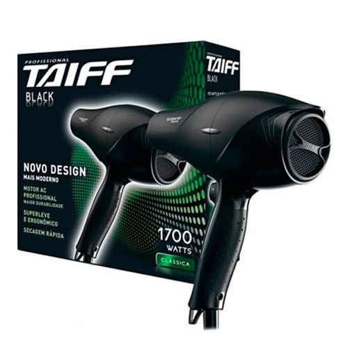 Secador de Cabelos Taiff Black com 1700w, 5 temperaturas e 2 velocidades - 220V Secador de Cabelos Taiff Black com 1700w, 5 temperaturas e 2 velocidades - 220V
