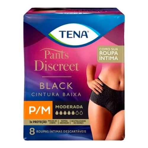 Roupa Íntima Tena Pants Discreet Black P/M 8 Unidades Roupa Íntima Tena Pants Discreet Black P/M 8 Unidades