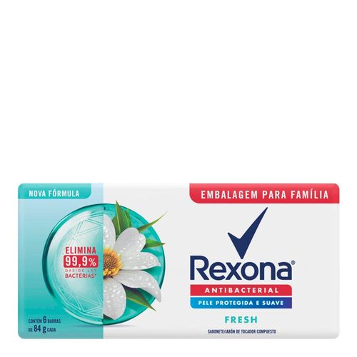 Kit Sabonete Em Barra Rexona Antibacteriano Fresh Elimina Até 99,9% Das Bactérias 84G 6 Unidades