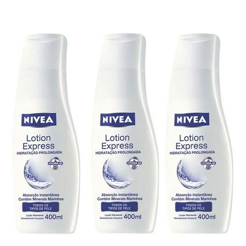 Loção Hidratante Nivea Body Lotion Express 400ml C/ 3 Unidades Loção Hidratante Nivea Body Lotion Express 400ml C/ 3 Unidades