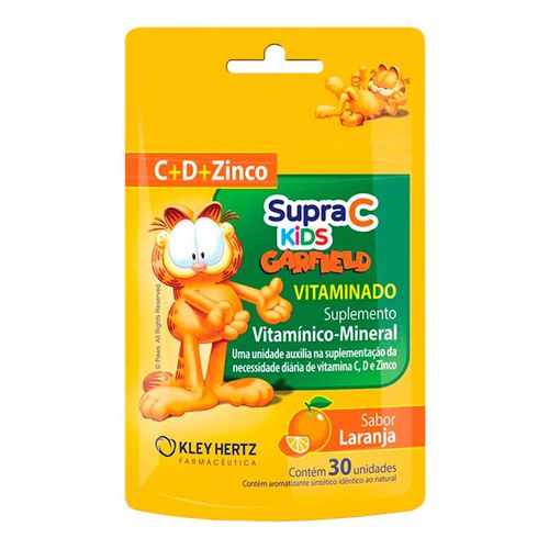 Vitamina C Supra C Kids Garfield Vitamina C e D e Zinco Sabor Laranja 30 Unidades Vitamina C Supra C Kids Garfield Vitamina C e D e Zinco Sabor Laranja 30 Unidades