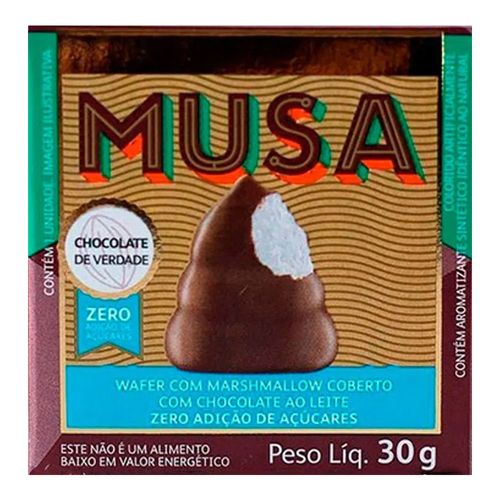Wafer De Chocolate Com Mashmallow Musa Zero Açúcar 30g Wafer De Chocolate Com Mashmallow Musa Zero Açúcar 30g