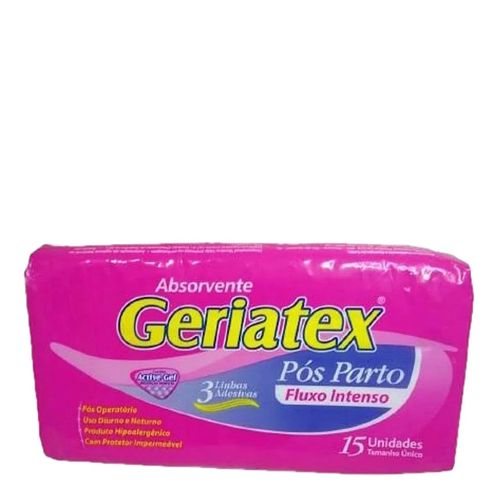 Absorvente Pós-Parto Geriatex - Fluxo Intenso - 15 unidades Absorvente Pós-Parto Geriatex - Fluxo Intenso - 15 unidades
