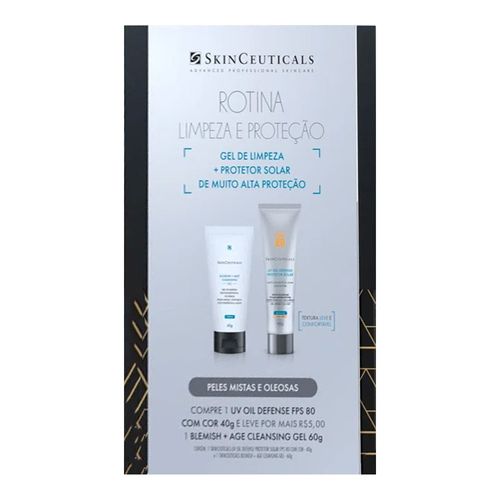 Kit Protetor Solar Facial Skinceuticals UV OIL Defense FPS80 40g + Gel de Limpeza Blemish + Age Cleansing 60g Kit Protetor Solar Facial Skinceuticals UV OIL Defense FPS80 40g + Gel de Limpeza Blemish + Age Cleansing 60g