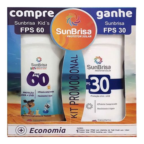 Kit Protetor Solar Sunbrisa Kids 60 FPS 120ml + Protetor Solar 30 FPS 120ml Kit Protetor Solar Sunbrisa Kids 60 FPS 120ml + Protetor Solar 30 FPS 120ml