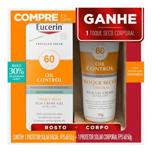Kit Protetor Solar Facial Eucerin 60 FPS 52g + Protetor Solar 60FPS 50g Kit Protetor Solar Facial Eucerin 60 FPS 52g + Protetor Solar 60FPS 50g