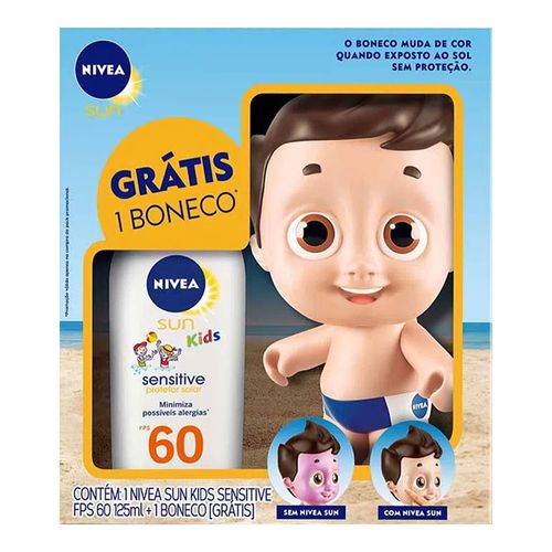 Kit Nivea Protetor Solar Kids Sensitive FPS60 125ml + Boneco Doll Masculino Kit Nivea Protetor Solar Kids Sensitive FPS60 125ml + Boneco Doll Masculino