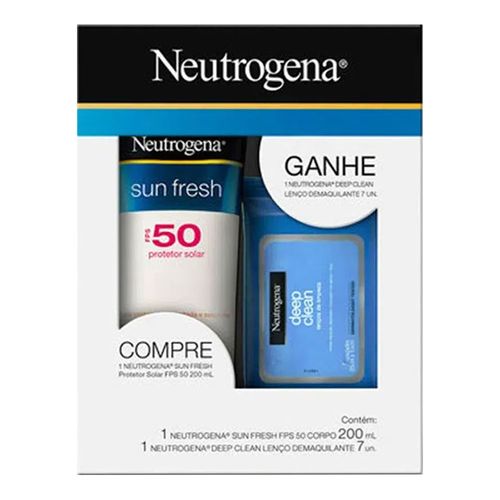Kit Neutrogena Sunfresh FPS50 200ml Grátis Wipes Johnson's Kit Neutrogena Sunfresh FPS50 200ml Grátis Wipes Johnson's