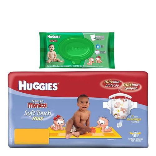 Fralda Descartável Huggies Turma da Mônica Soft Touch M 48 Unidades + Lenço Umedecido Huggies Fralda Descartável Huggies Turma da Mônica Soft Touch M 48 Unidades + Lenço Umedecido Huggies