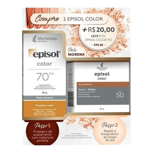 Kit-Protetor-Solar-Episol-FPS70-Morena-40g---Po-Compacto Kit-Protetor-Solar-Episol-FPS70-Morena-40g---Po-Compacto