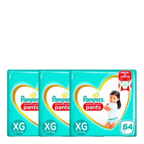 Kit Fralda Pampers Pants Premium Care Top XG 64 Unidades 3 Pacotes