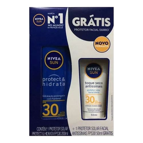 Kit Nivea Protetor Solar Protect & Hidrata FPS30 200ml + Facial FPS30 50ml Kit Nivea Protetor Solar Protect & Hidrata FPS30 200ml + Facial FPS30 50ml