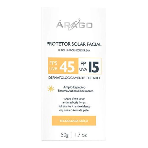 Protetor Solar Árago Uniformizador Bi Gel FPS45 50g Protetor Solar Árago Uniformizador Bi Gel FPS45 50g