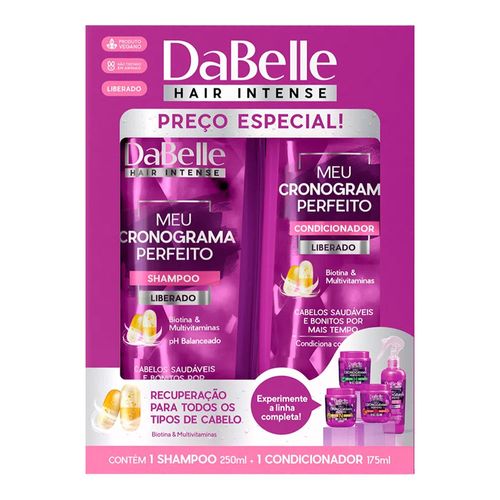 Kit Shampoo Dabelle Meu Cronograma Perfeito 250ml + Condicionador 175ml Kit Shampoo Dabelle Meu Cronograma Perfeito 250ml + Condicionador 175ml