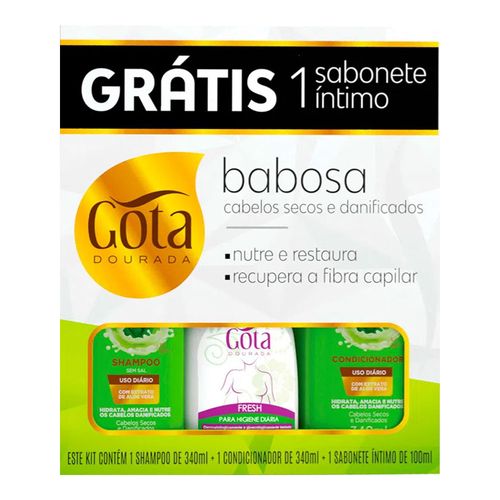 Kit Shampoo Gota Dourada Babosa 340ml + Condicionador 340ml