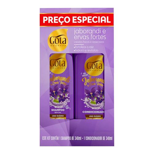 Kit Shampoo Gota Dourada Jaborani 340ml + Condicionador 340ml