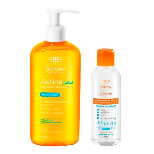 Kit-Darrow-Actine-Sabonete-Liquido-Anti-Acne-Control-Pele-Oleosa-240ml--agua-Micelar-Dermatologica-Peles-Oleosas-100ml