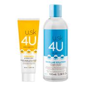Kit-Under-Skin-USK-Protetor-Solar-Sunscreen-FPS50-Color-40ml--Solucao-Micelar-4U-100ml